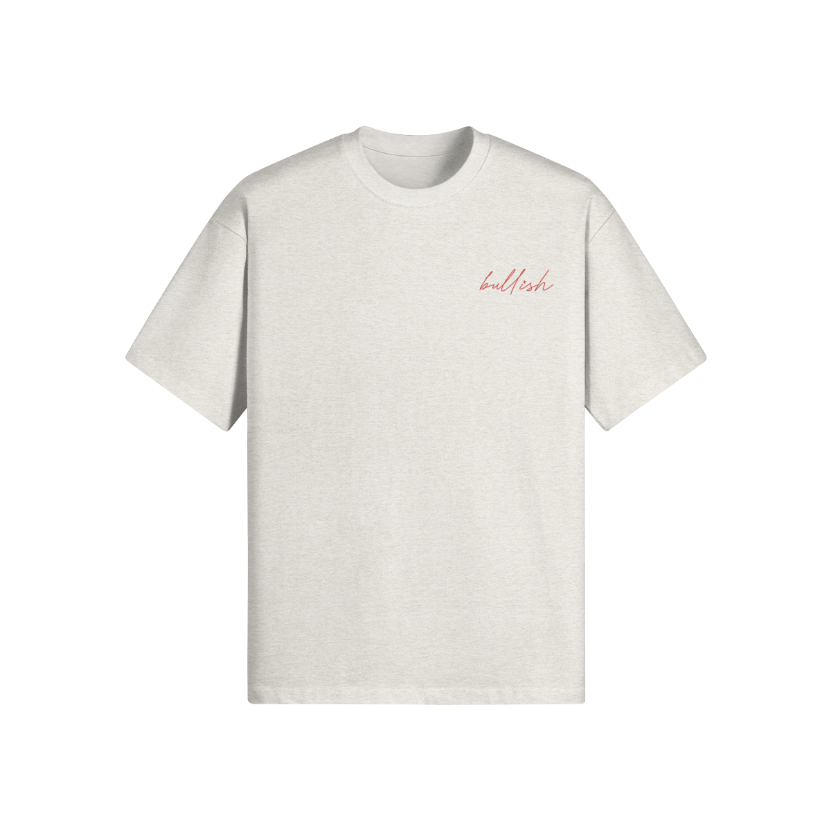 Bull T-shirt with crew neck, oversized fit, and minimalist design in light gray cotton fabric.