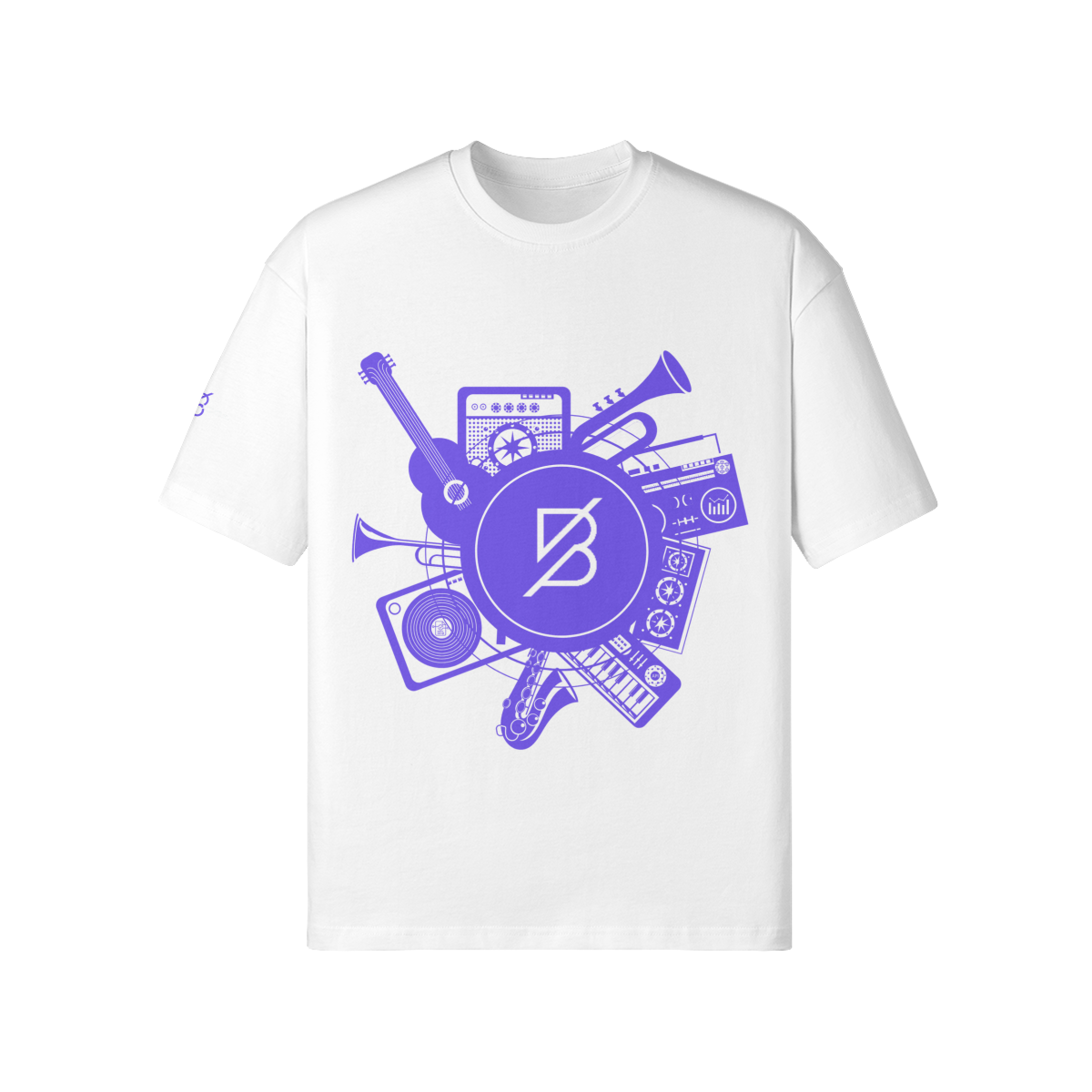 Band Frequency T-Shirt with music and blockchain graphic, relaxed fit, heavyweight cotton.