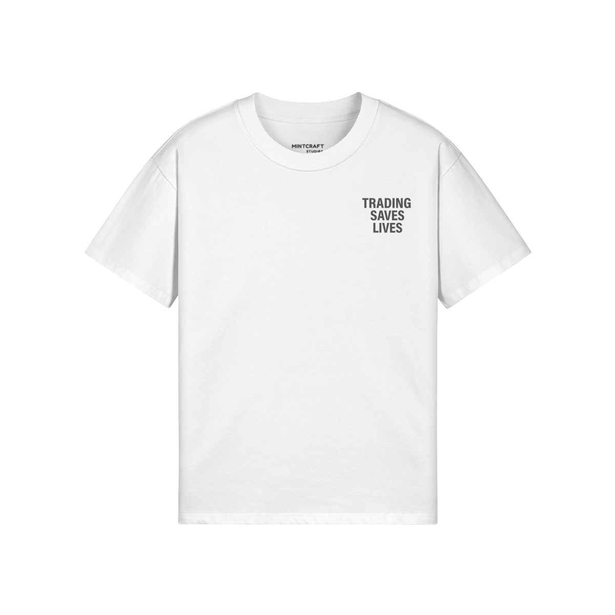 Trading Pack T-shirt, oversized, crew neck, 100% cotton, soft, durable, casual style.