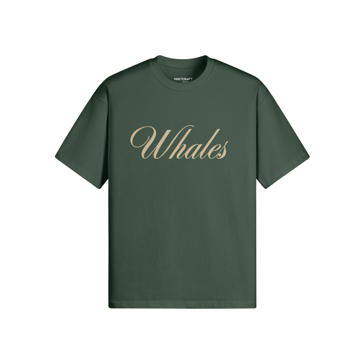 Whales T-shirt in green with crew neck and oversized fit.