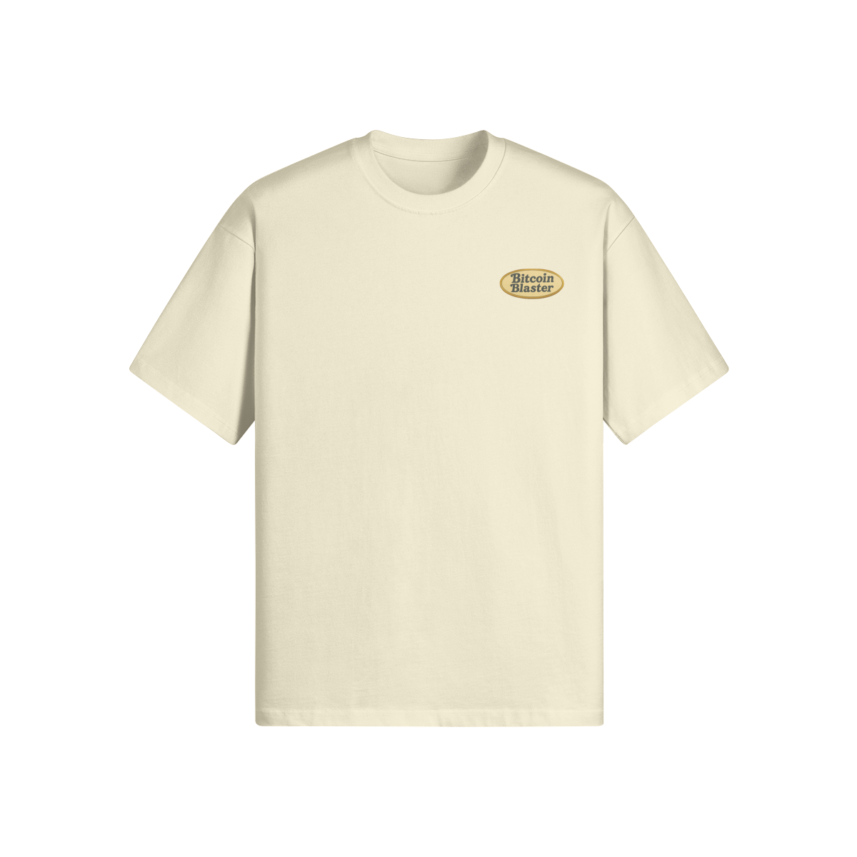 Bitcoin Blaster T-shirt, premium cotton, crew neck, oversized fit, durable and stylish design.