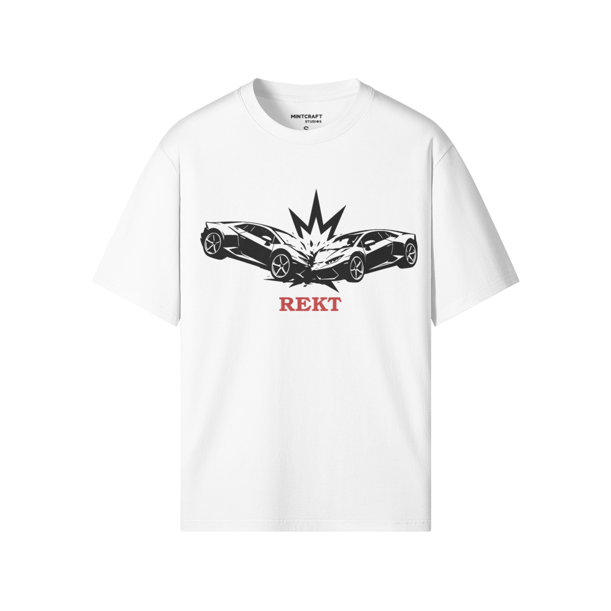 REKT Embroidered T-shirt featuring a classic crew neck design and soft 100% cotton fabric.
