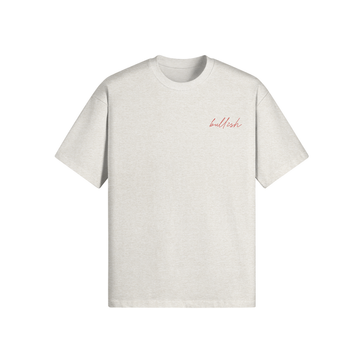 Bull T-shirt with crew neck, oversized fit, and minimalist design in light gray cotton fabric.
