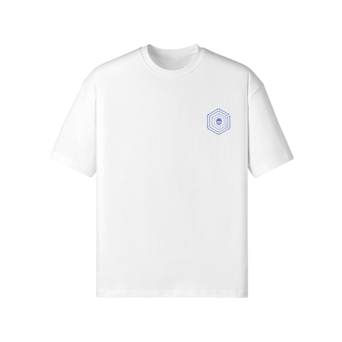 Chainlink Bones T-Shirt with embroidered emblem and skeleton trader graphic, oversized fit, heavyweight cotton.